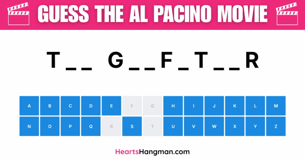 Guess The Al Pacino Movie hangman game screenshot