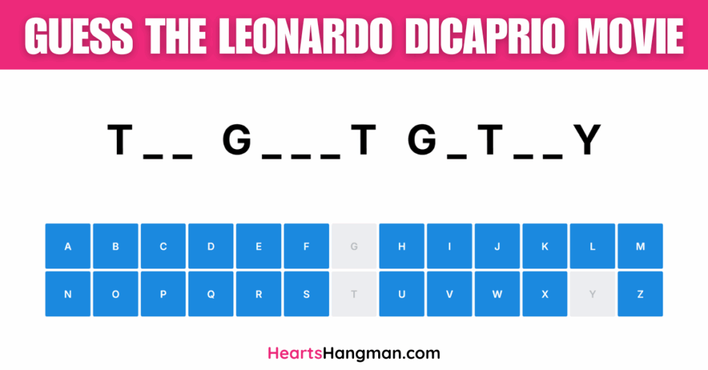 Guess the Leonardo DiCaprio hangman game screenshot