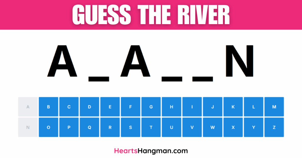 Guess The River hangman game screenshot