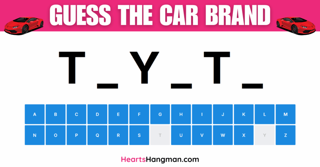 Guess the Car Brand hangman game screenshot