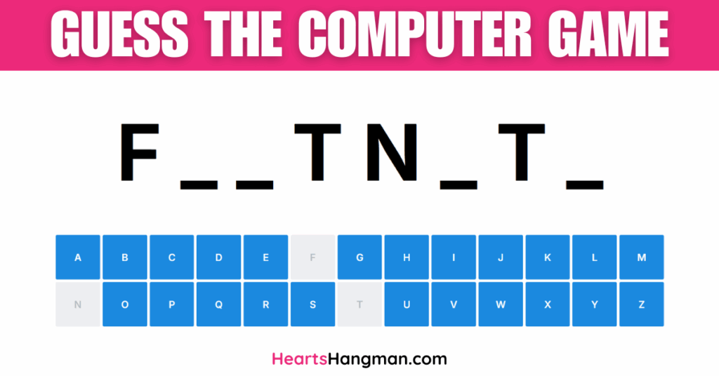 Guess the Computer Game hangman game screenshot