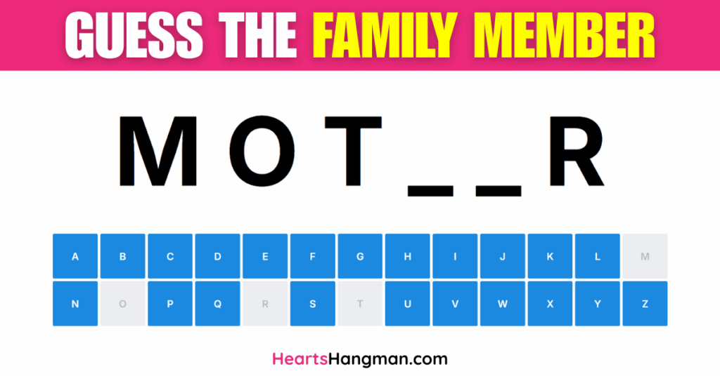 A screenshot of a family member vocabulary guessing game.