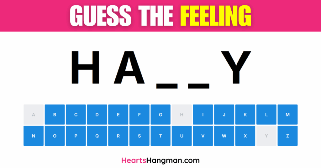 A screenshot of a feelings and emotions guessing game.