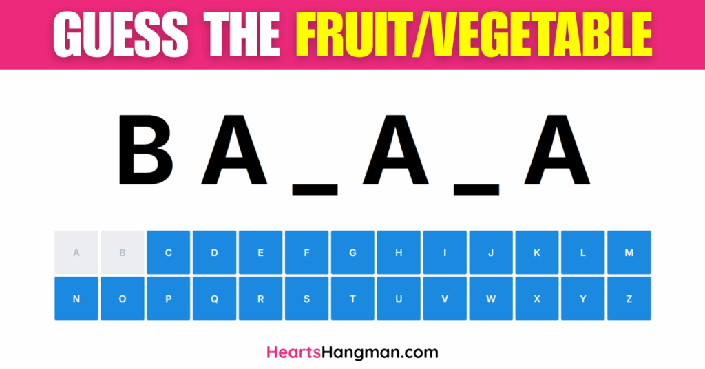 A screenshot of a fruit and vegetable guessing game.