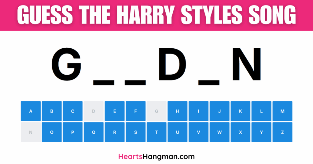 Guess the Harry Styles Song hangman game screenshot