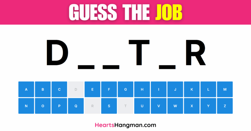 A screenshot of a jobs and occupations guessing game.