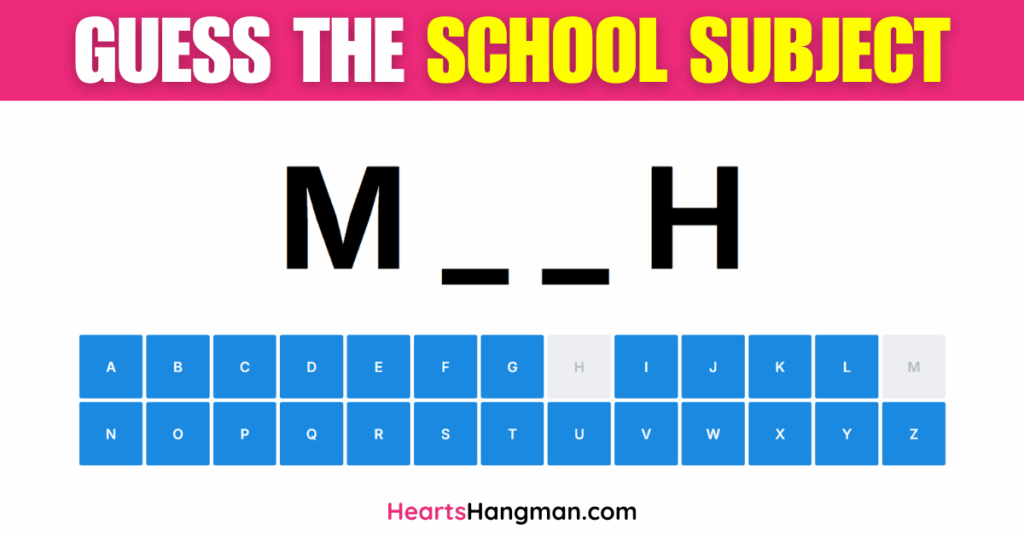 A screenshot of a school subject guessing game.